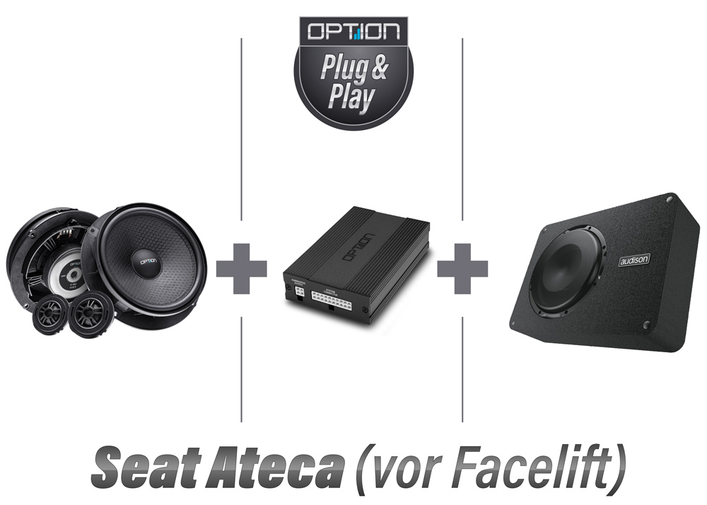 SEAT Ateca vor Facelift Soundsystem Komplettkit | DSP-Endstufe + Subwoofer + Lautsprecher | OPTION