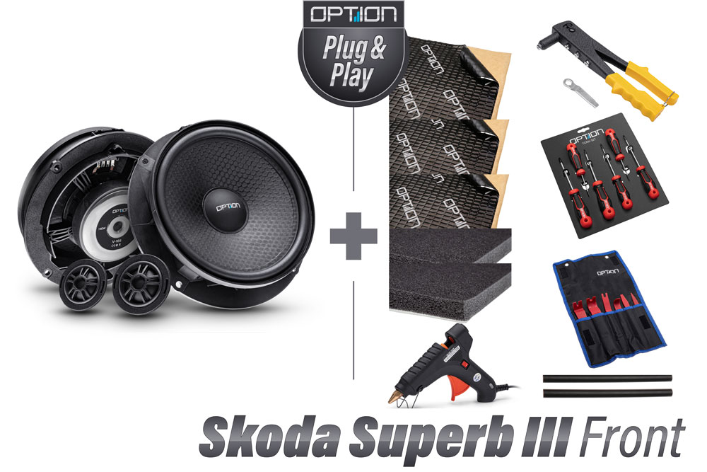 Skoda Superb III Lautsprecher Kit Front | inkl. Dämmung und Zubehör | OPTION