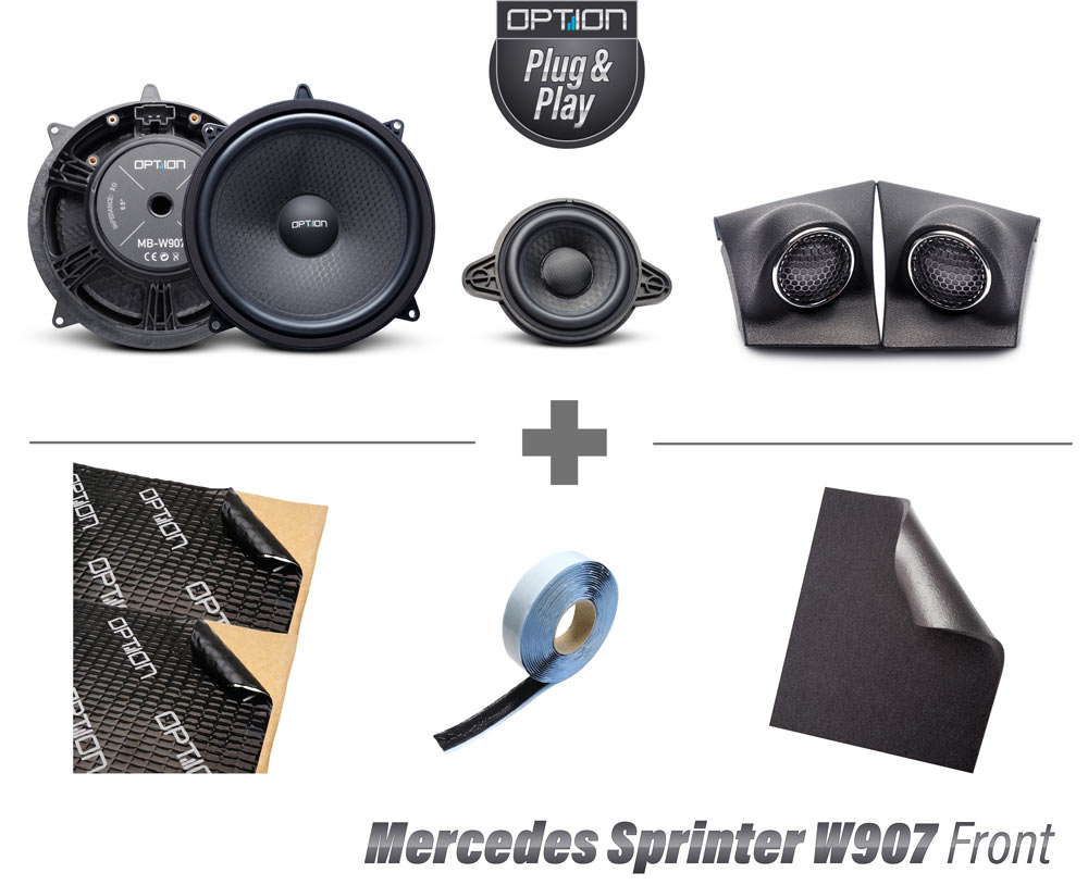 Mercedes Sprinter W907  W910  VS30  | Lautsprecher-KIT mit Centerspeaker und Dämmung | MB-W907SET