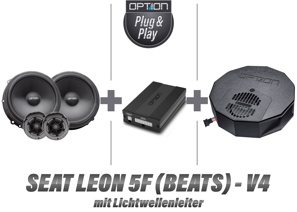 Seat Leon 5F mit Beats Soundsystem mit Lichtwellenleiter | DSP Soundsystem inkl. Lautsprecher Fron