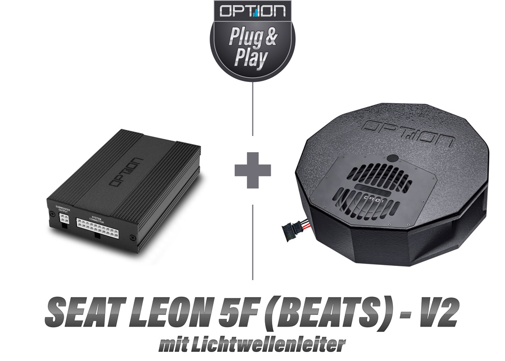 Seat Leon 5F mit Beats Soundsystem mit Lichtwellenleiter | DSP Soundsystem & Reserverad-Subwoofer