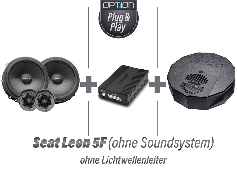 Seat Leon 5F ohne Soundsystem | DSP Soundsystem inkl. Lautsprecher vorne Reserverad-Subwoofer | V3