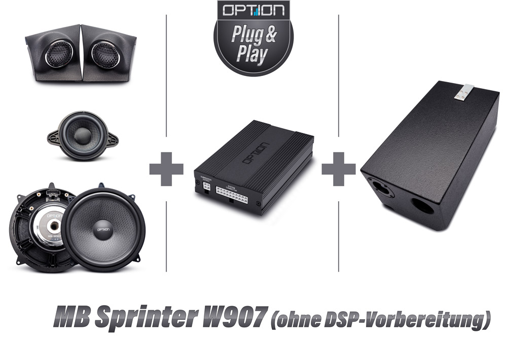 Mercedes Sprinter W907  W910  VS30  ohne DSP Vorbereitung | Soundpaket inkl. Lautsprecher Subwoo
