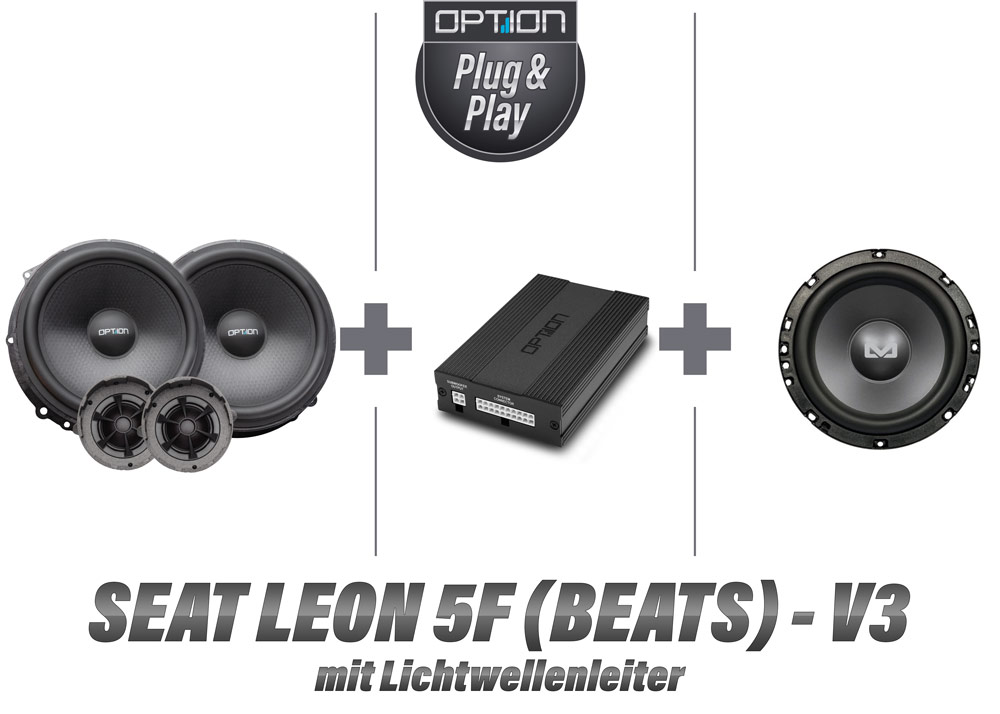 Seat Leon 5F mit Beats Soundsystem mit Lichtwellenleiter | DSP Soundsystem inkl. Lautsprecher Fron