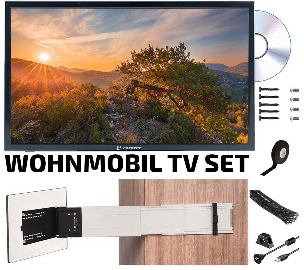 TV-KIT220X-DB Komplettset für TV im Wohnmobil 55cm LED mit Halterung und allem Zubehör
